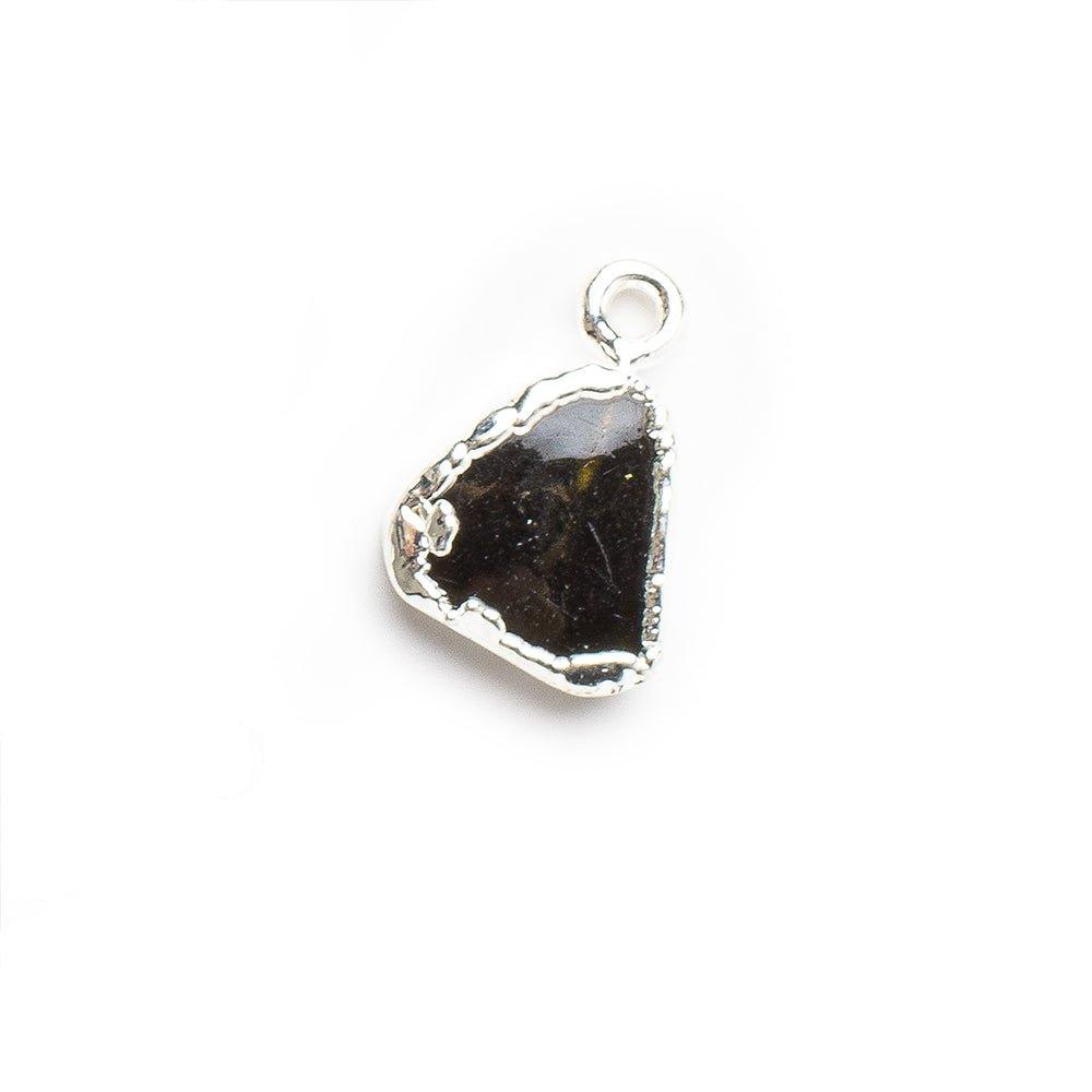 Silver Leafed Brown Green Tourmaline Slice Pendant 12x10mm average - The Bead Traders