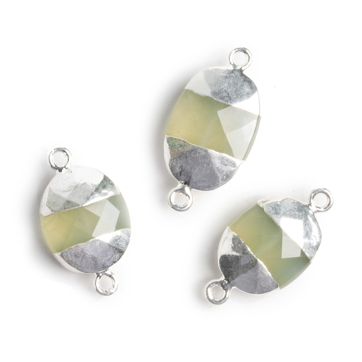 Silver Leafed Chalcedony Oval Connector 1 Bead - The Bead Traders