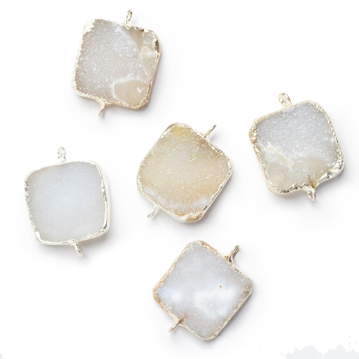 Silver Leafed Drusy Square Connectors - Lot of 5 - The Bead Traders