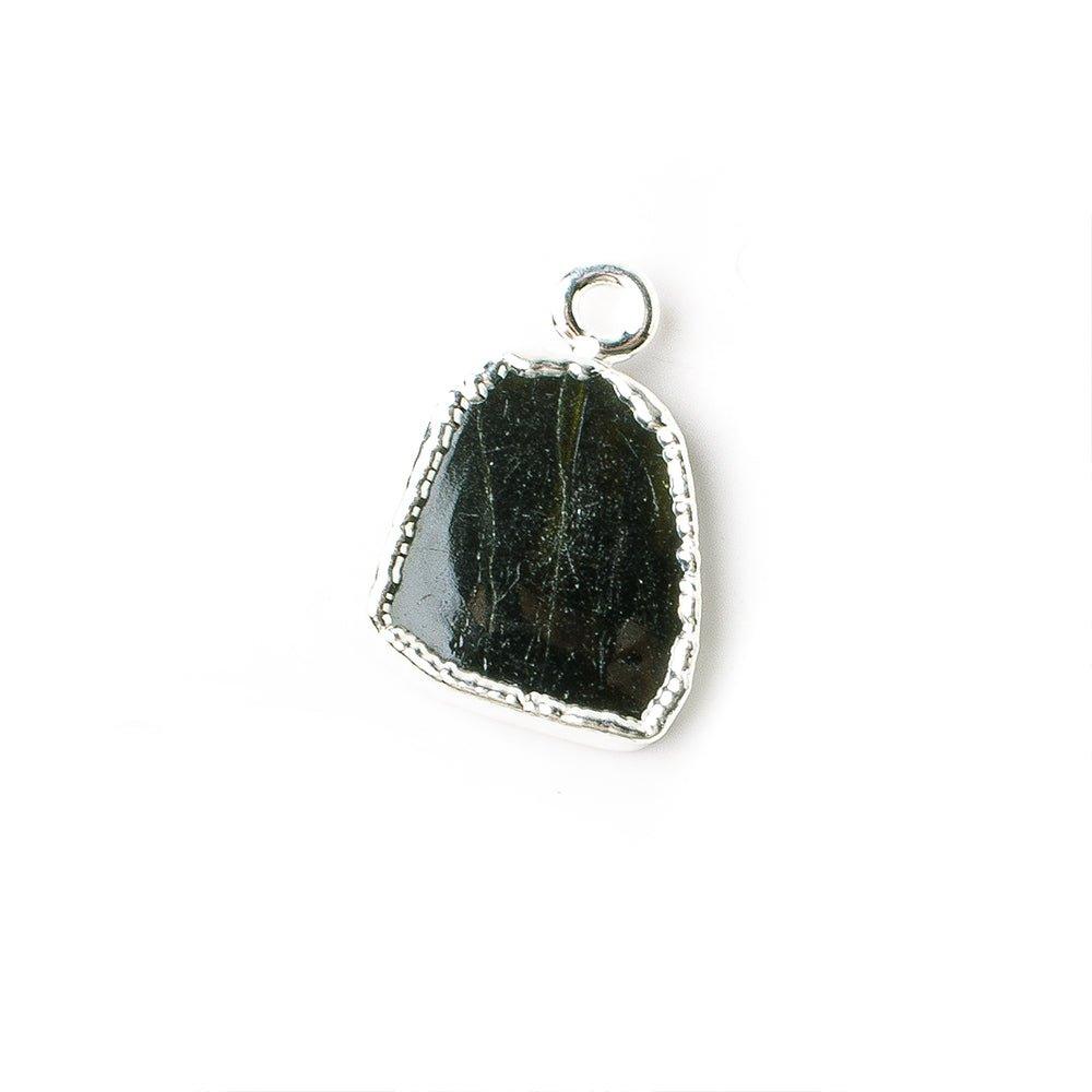 Silver Leafed Green Tourmaline nugget Pendant 1 piece 17x12mm average size - The Bead Traders