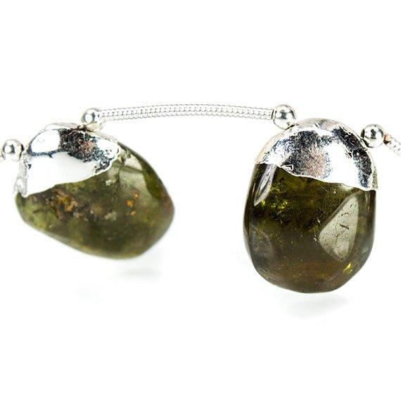 Silver Leafed Grossular Garnet Nugget Beads 11x10x5-23x13x8mm 7 pieces - The Bead Traders