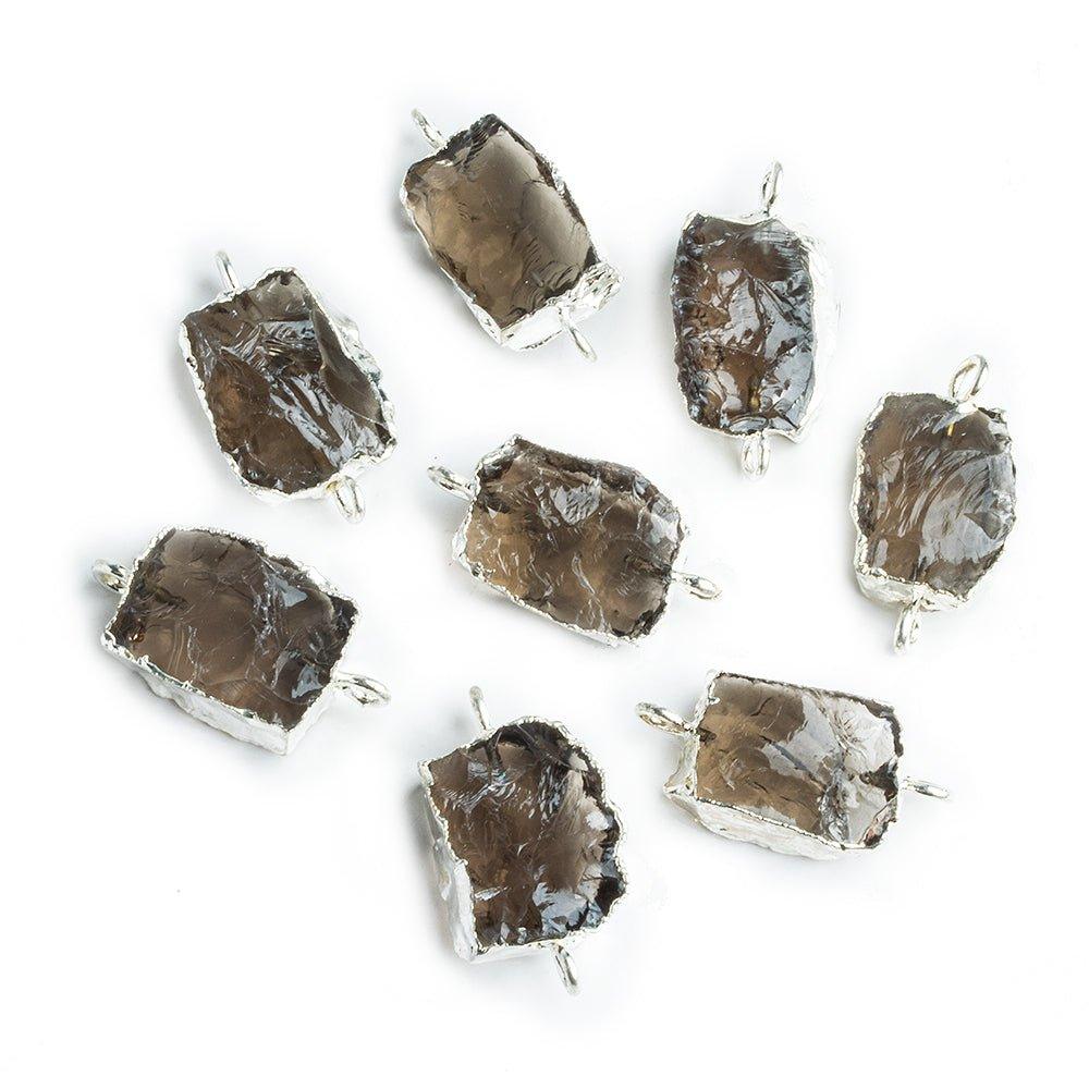 Silver Leafed Hammer Faceted Rectangle Connectors - Lot of 8 - The Bead Traders