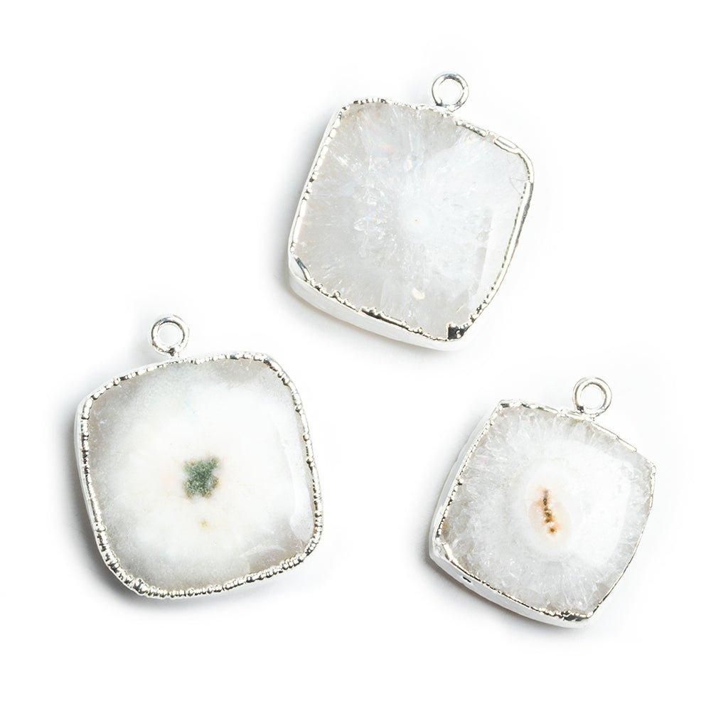 Silver Leafed Solar Quartz Plain Square Pendant 1 Piece - The Bead Traders