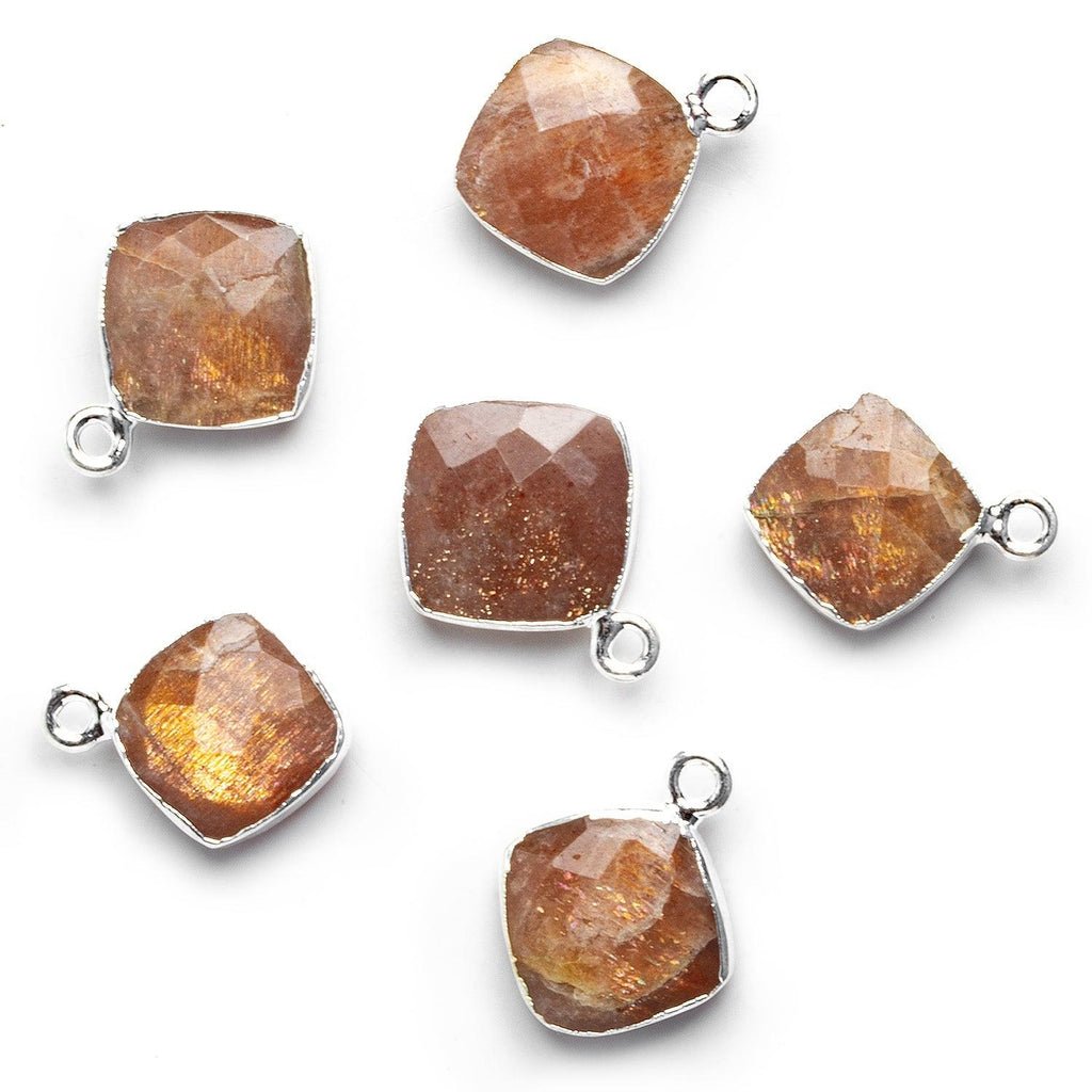 Silver Leafed Sunstone Square Pendant 1 Bead - The Bead Traders