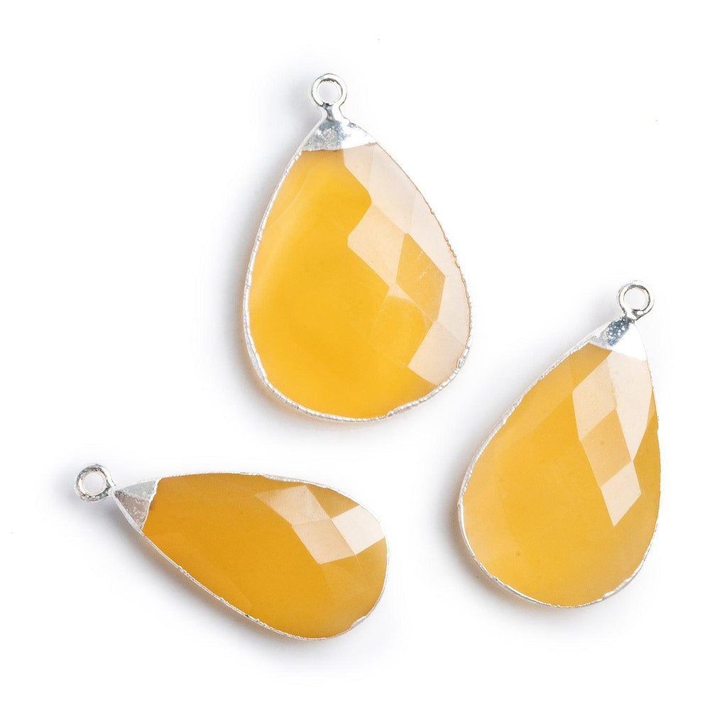 Silver Leafed Yellow Chalcedony Pears - Lot of 3 - The Bead Traders