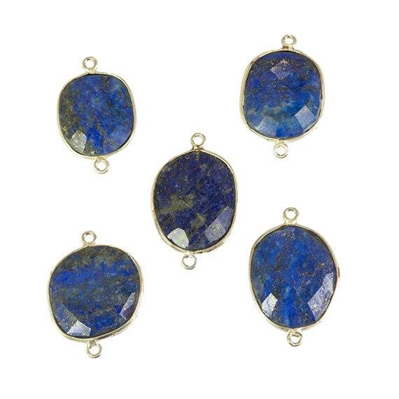 Silver plated Bezeled Lapiz Lazuli Connector 1 piece - The Bead Traders