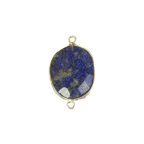 Silver plated Bezeled Lapiz Lazuli Connector 1 piece - The Bead Traders