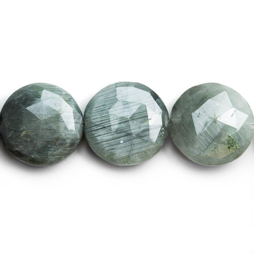 Silver Tiger's Eye Faceted Coin Beads 9 inch 12 pieces - The Bead Traders