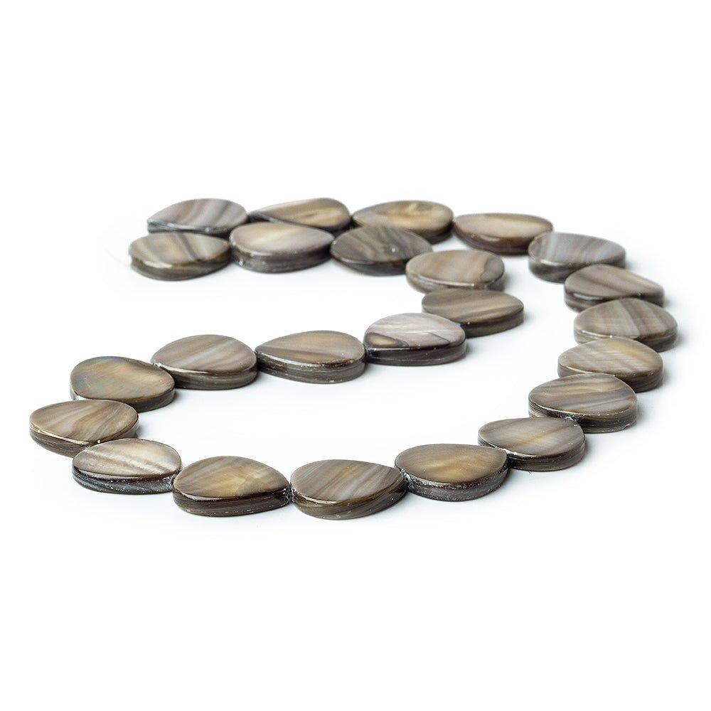 Silvery Brown Mother of Pearl Bead Straight Drilled 11-12mm Plain Heart, 16", 24pcs - The Bead Traders