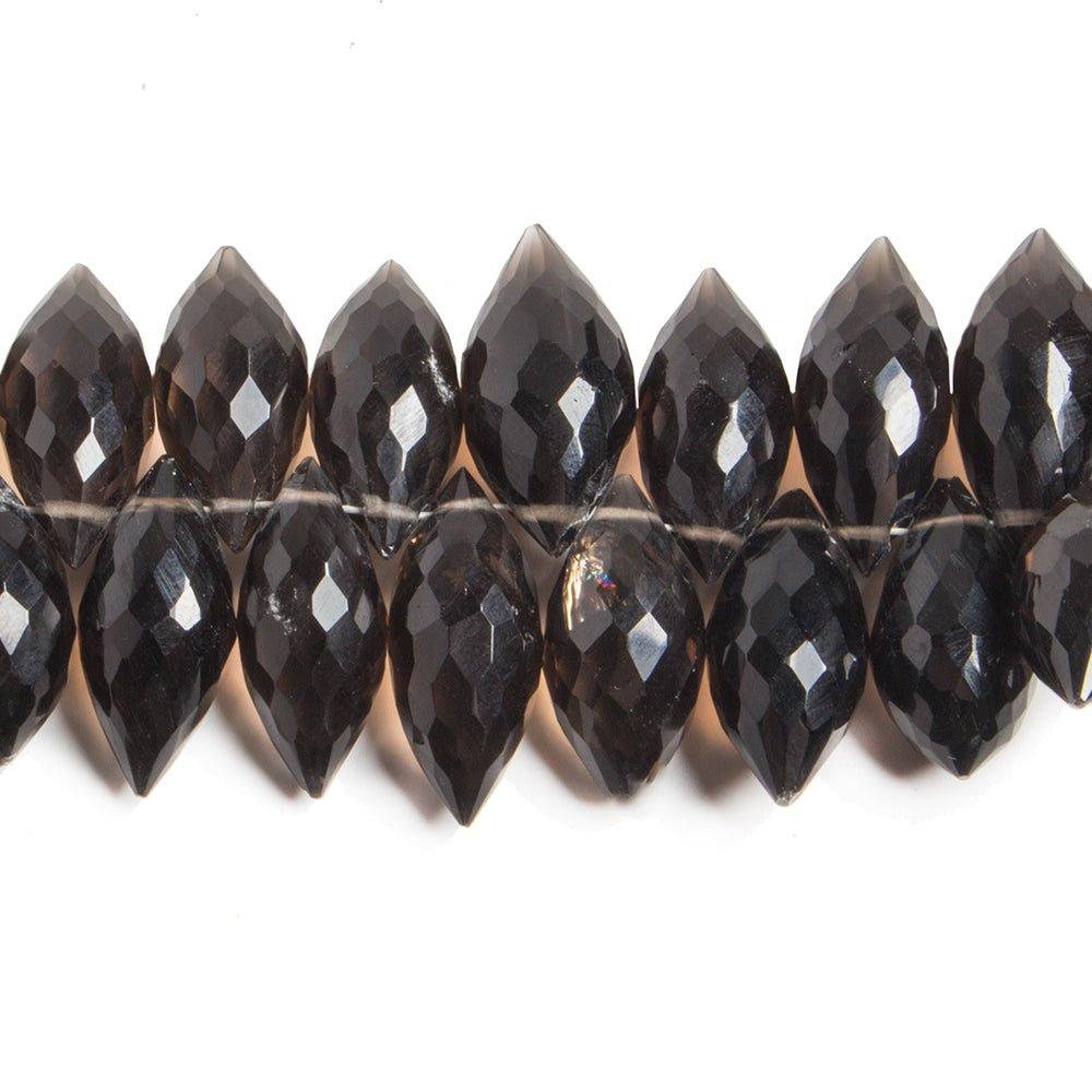 Smoky Quartz Faceted 15-20mm Top Drilled Puffy Marquise - The Bead Traders