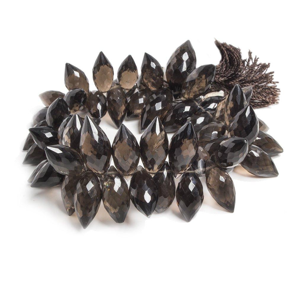 Smoky Quartz Faceted 15-20mm Top Drilled Puffy Marquise - The Bead Traders