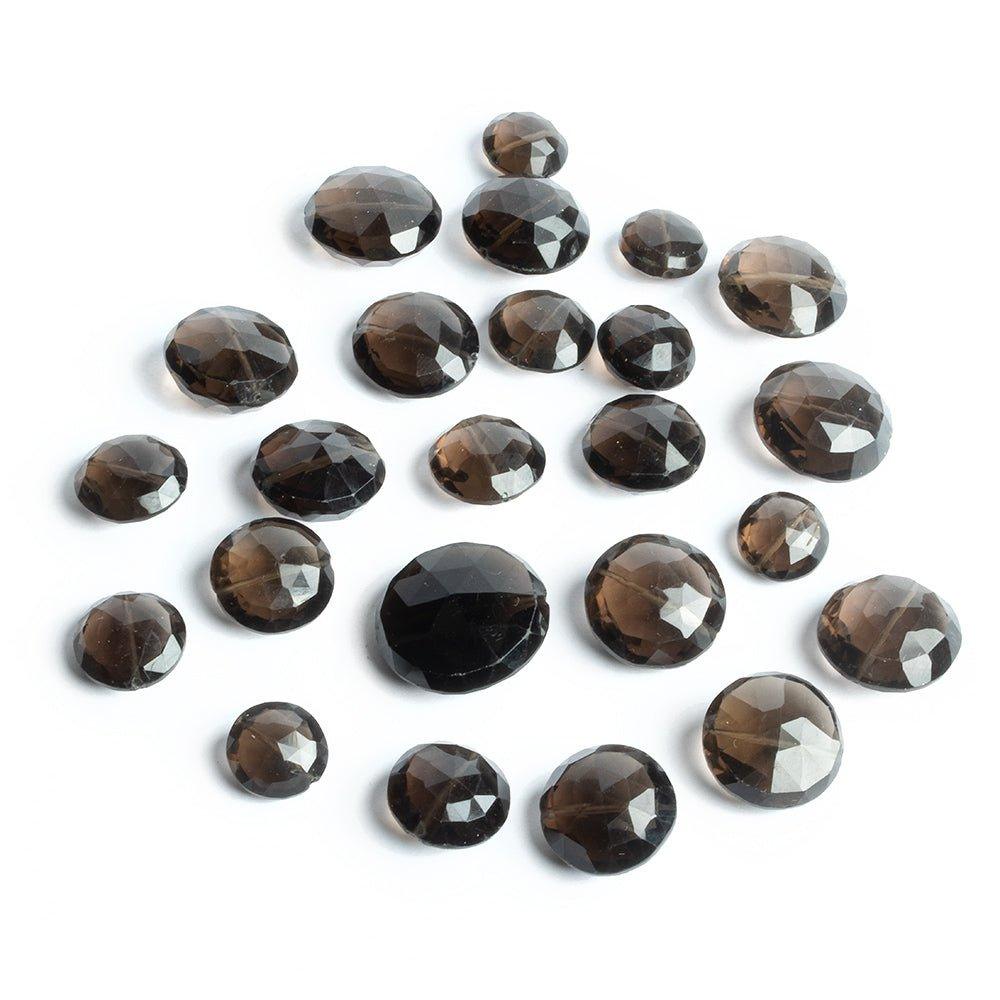 Smoky Quartz Faceted Coin Beads 24 pieces - The Bead Traders