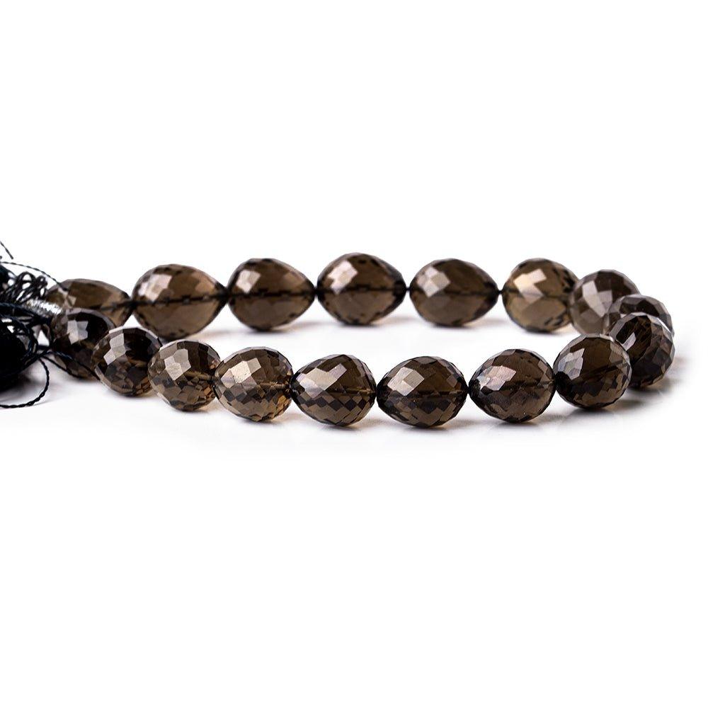 Smoky Quartz Faceted Teardrop Beads 8 inch 17 beads - The Bead Traders