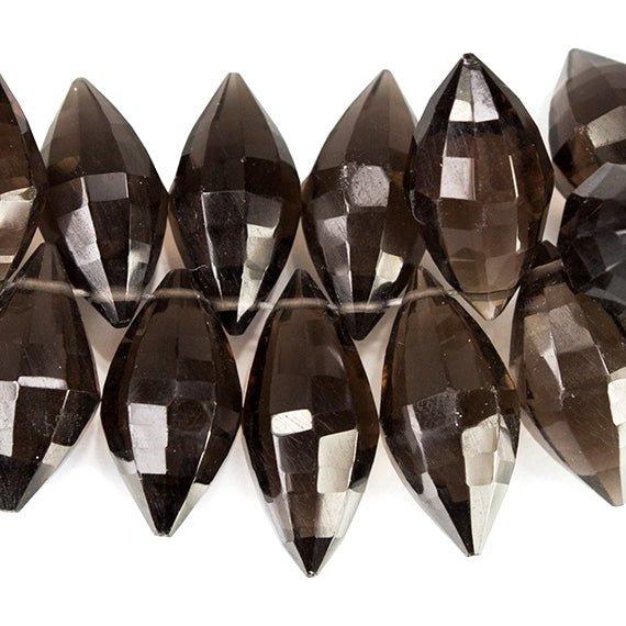 Smoky Quartz Top Drilled Faceted Marquise Beads, 8 inch length, 9x5-14x6mm, 81 pieces - The Bead Traders