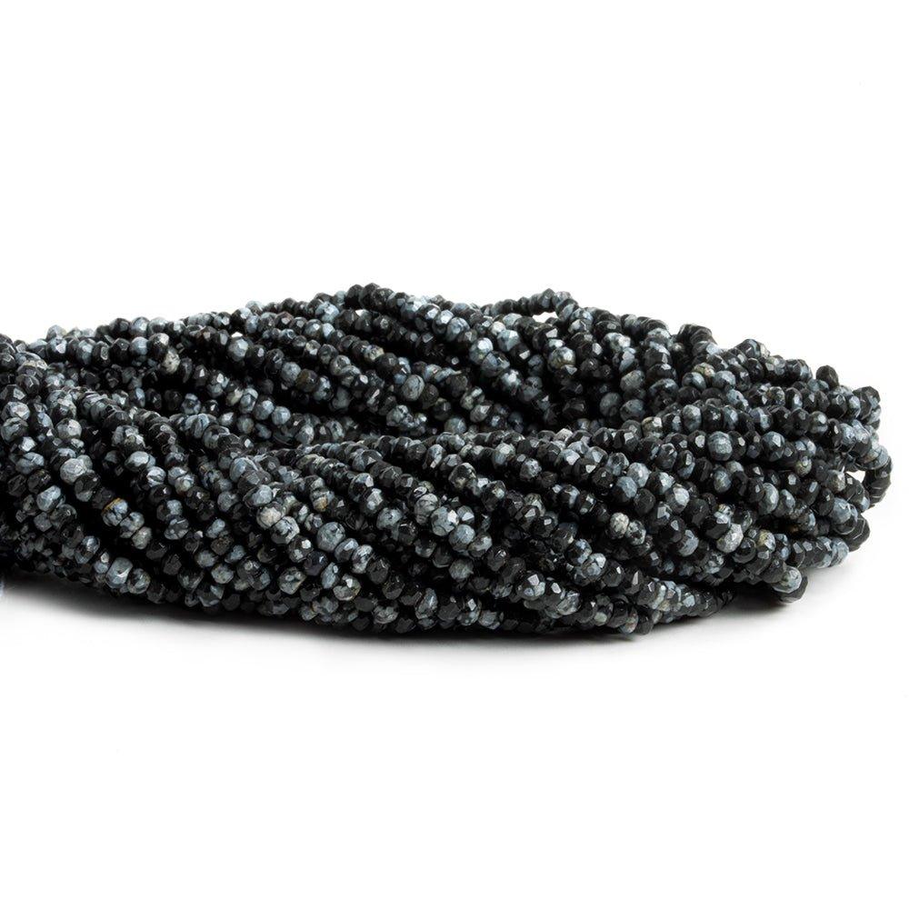 Snowflake Obsidian Faceted Rondelle Beads 12 inch 140 pieces - The Bead Traders