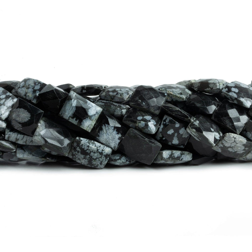Snowflake Obsidian Handcut Rectangles 15 inch 30 beads - The Bead Traders