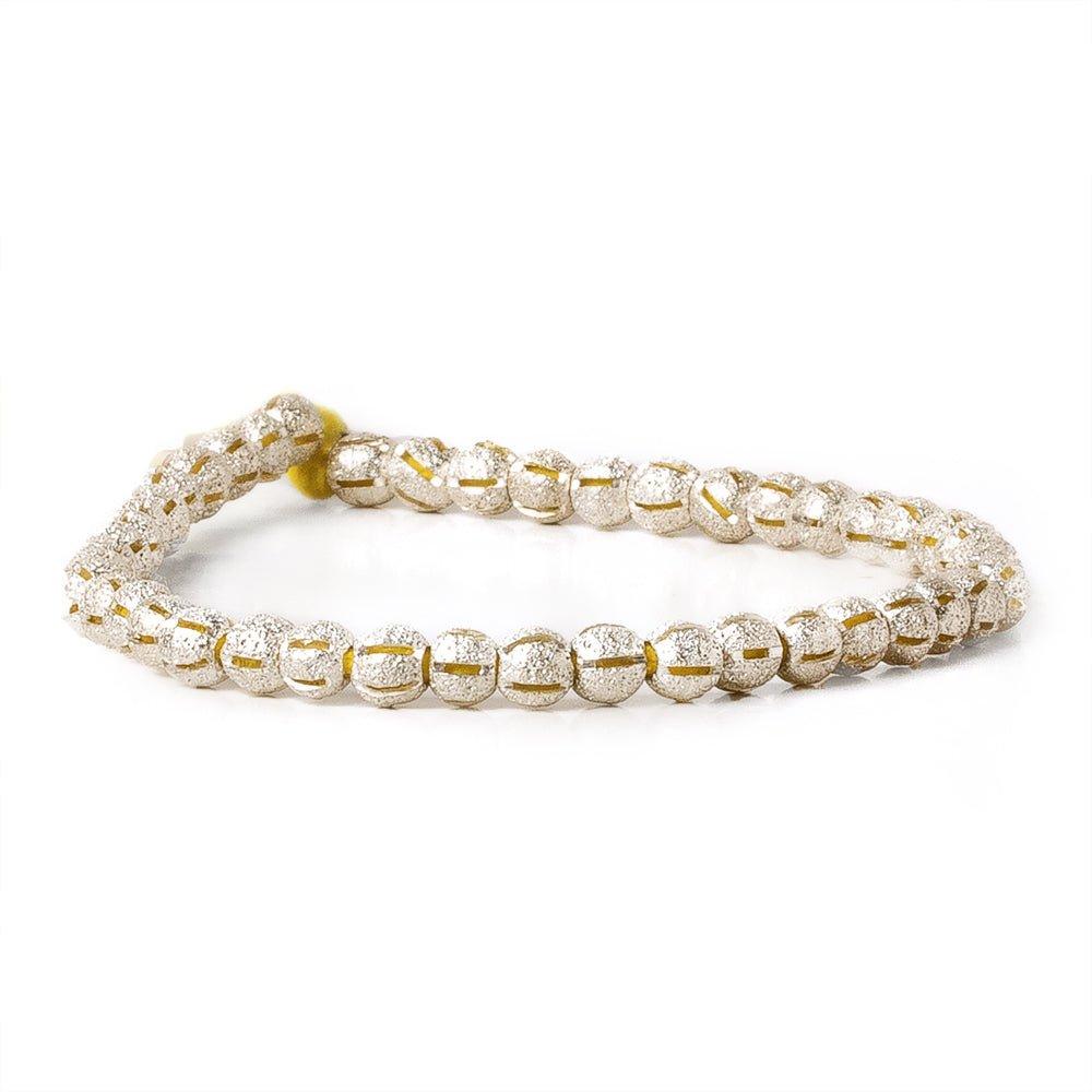 Sterling Silver Plated Brass Beads 5mm Rounds Stardust Stripes - The Bead Traders