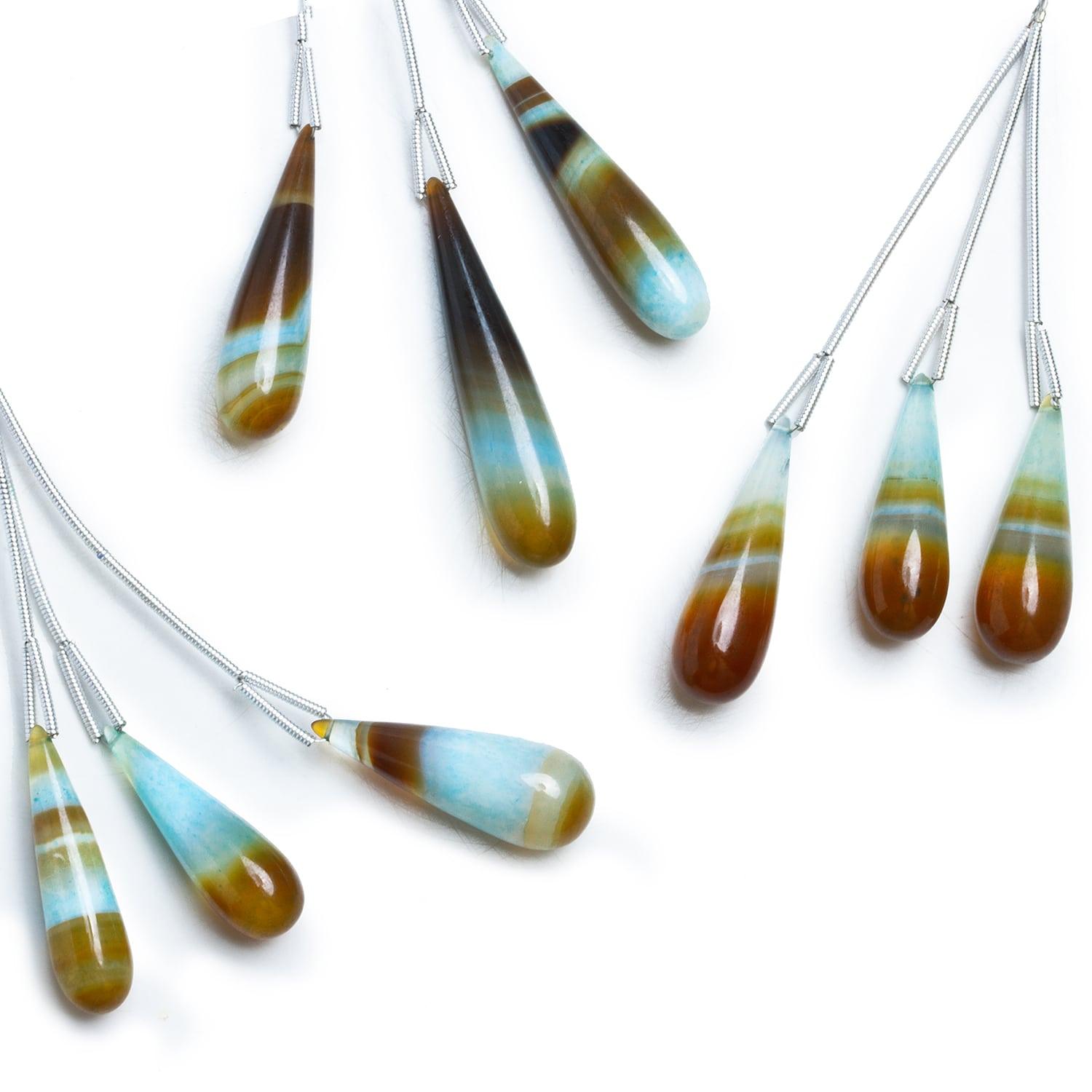 Striped Chalcedony Teardrop Focal Beads 3 Pieces - The Bead Traders
