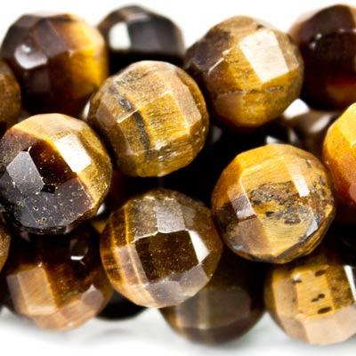 Tiger Eye Beads Faceted 8mm Round, 14" length, 52 pieces - The Bead Traders