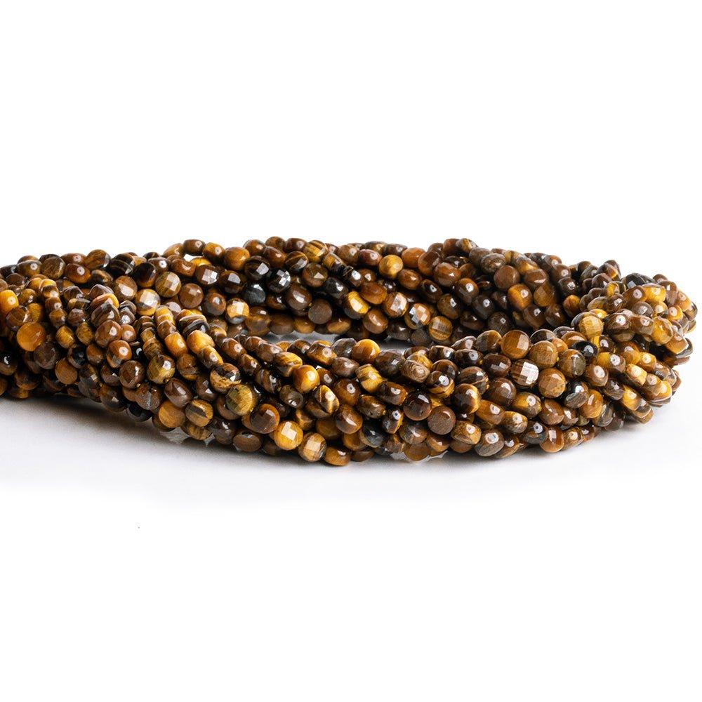 Tiger Eye checkerboard calibrated faceted coins 12 inch 85 pieces - The Bead Traders