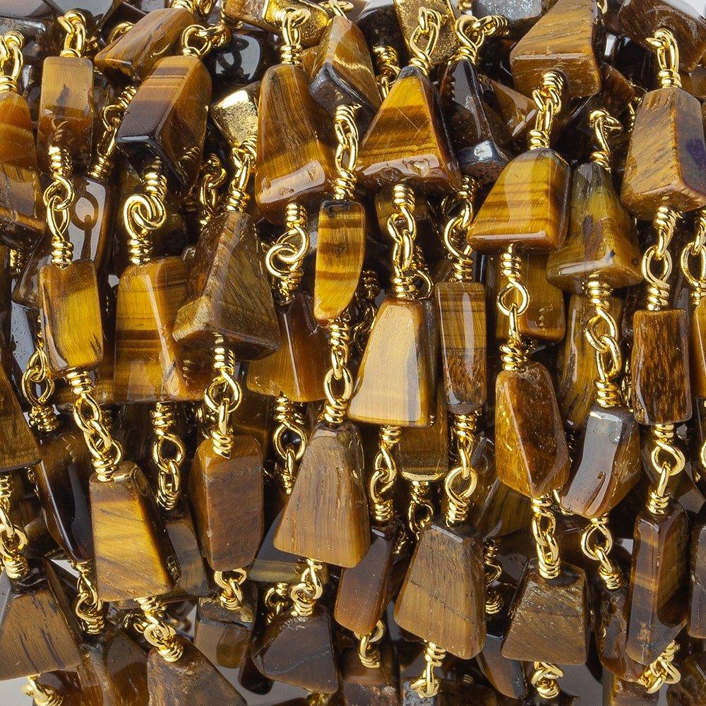 Tiger's Eye Plain Triangle 22kt Gold plated Chain by the foot 7x5-11x6mm - The Bead Traders