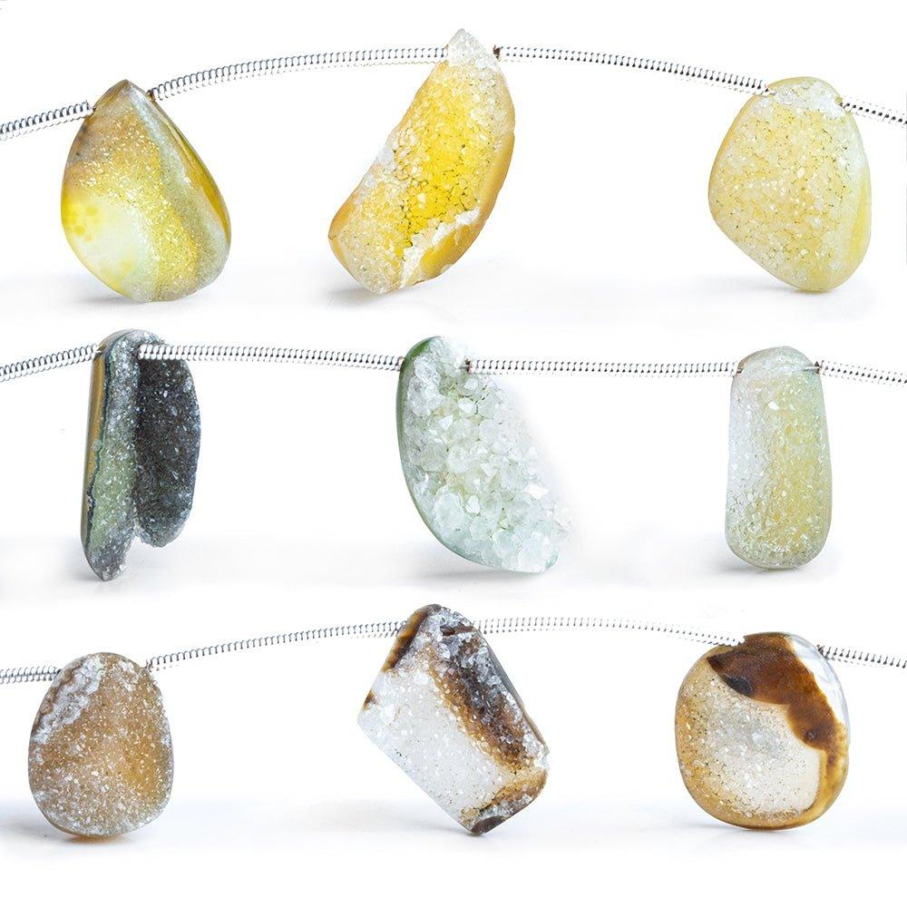 Top Drilled Free Form Drusy Slices 6 inch 7 pieces - The Bead Traders