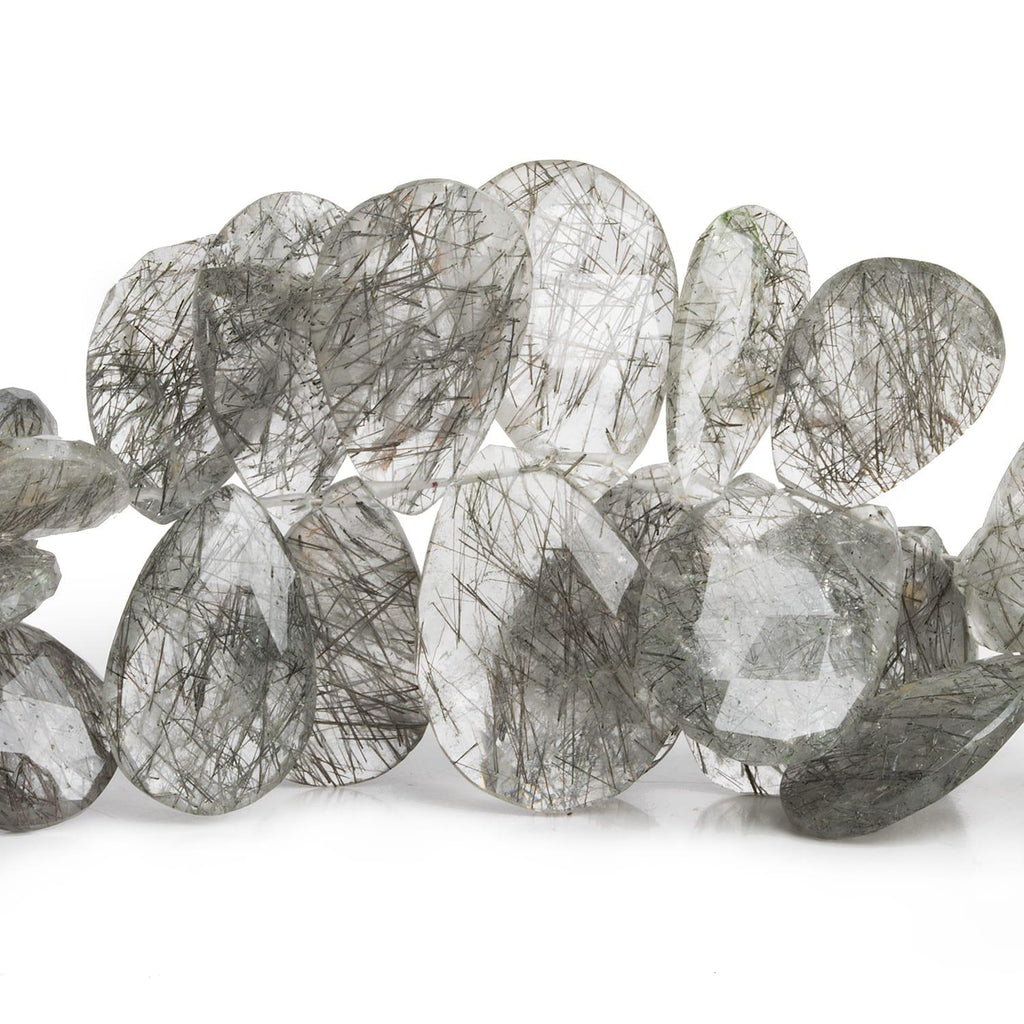 Tourmalinated Quartz Faceted Pears 7.5 inch 46 beads - The Bead Traders