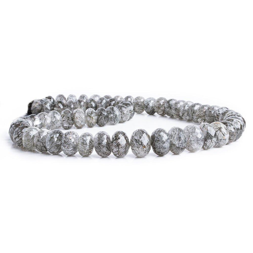 Tourmalinated Quartz Faceted Rondelle Beads 15 inch 63 pieces - The Bead Traders