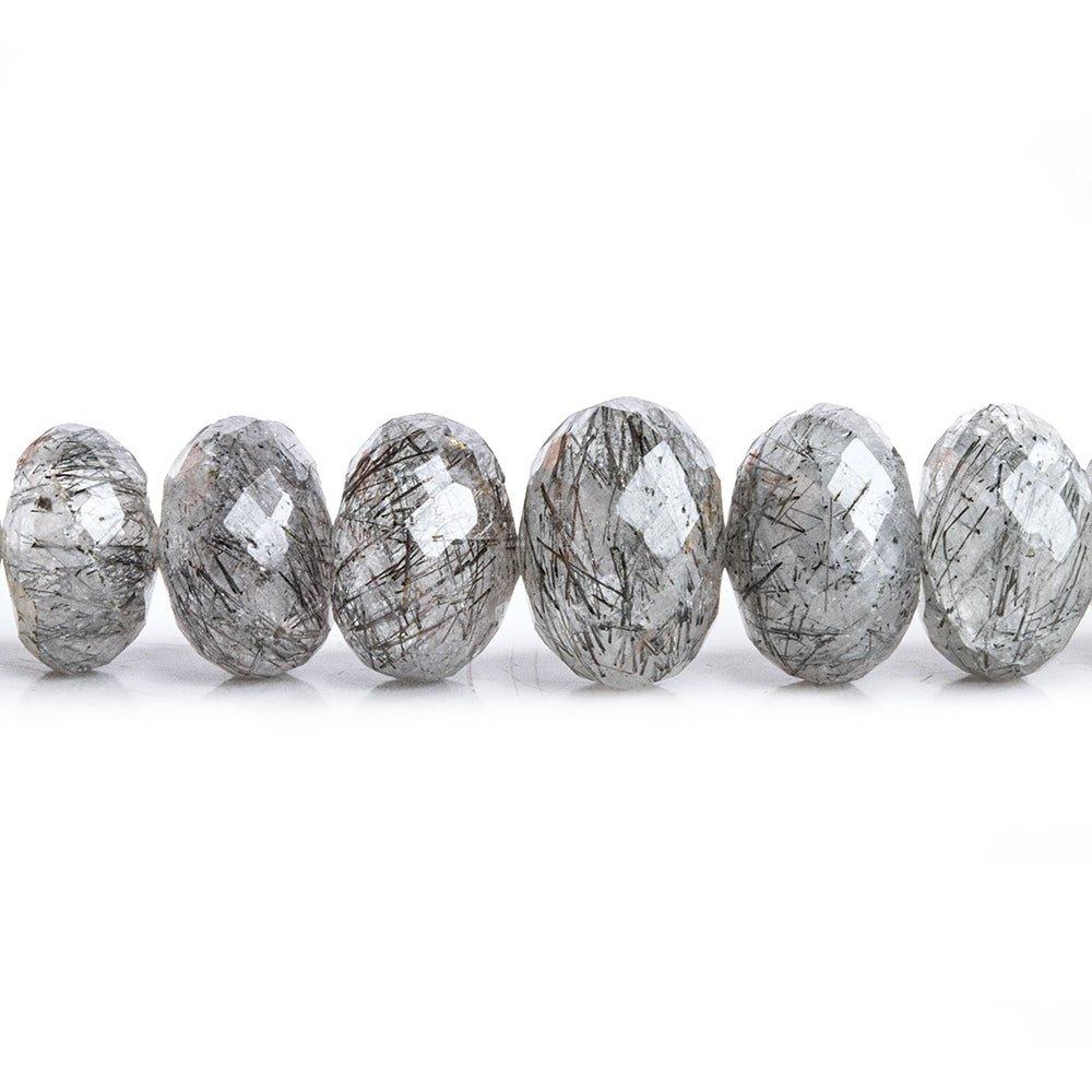 Tourmalinated Quartz Faceted Rondelle Beads 15 inch 63 pieces - The Bead Traders