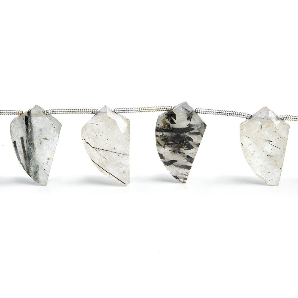 Tourmalinated Quartz Fancy Cut Beads 10 inch 15 pieces - The Bead Traders