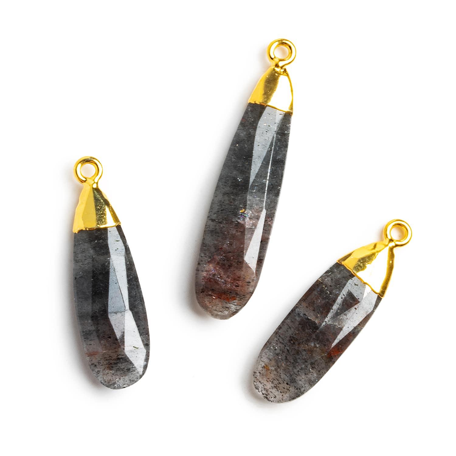 Tourmalinated Quartz Gold Leafed Pear Pendant 1 Bead - The Bead Traders