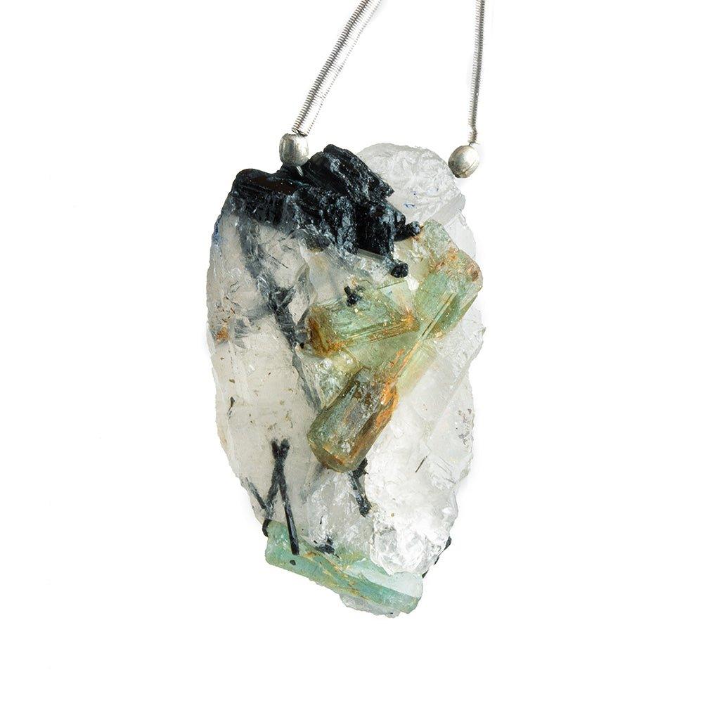 Tourmalinated Quartz Natural Crystal Focal Bead 1 Piece - The Bead Traders