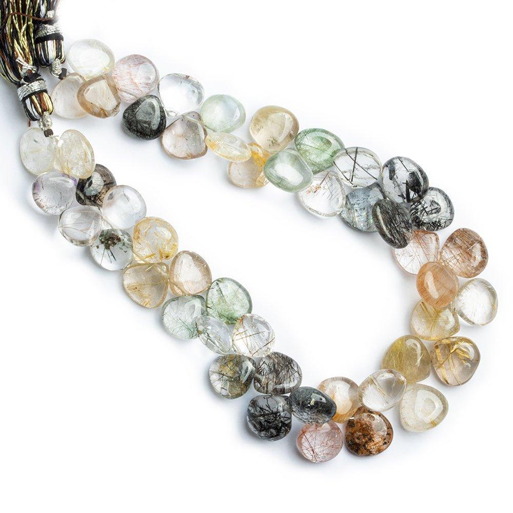 Tourmalinated & Rutilated Quartz Plain Heart Beads 8 inch 50 pieces - The Bead Traders