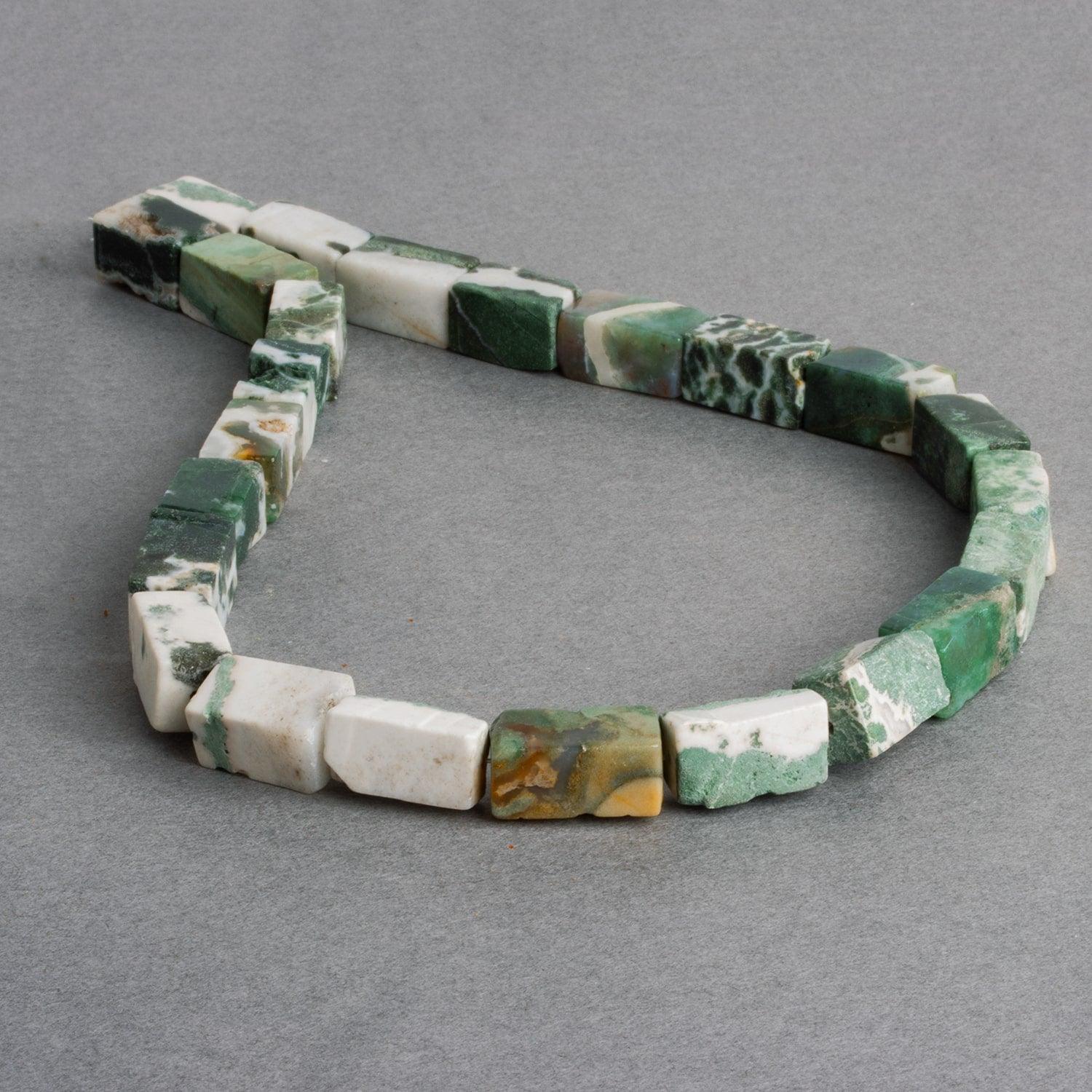 Tree Agate Beads Plain Rectangle beads 15inch , 22 pcs - The Bead Traders