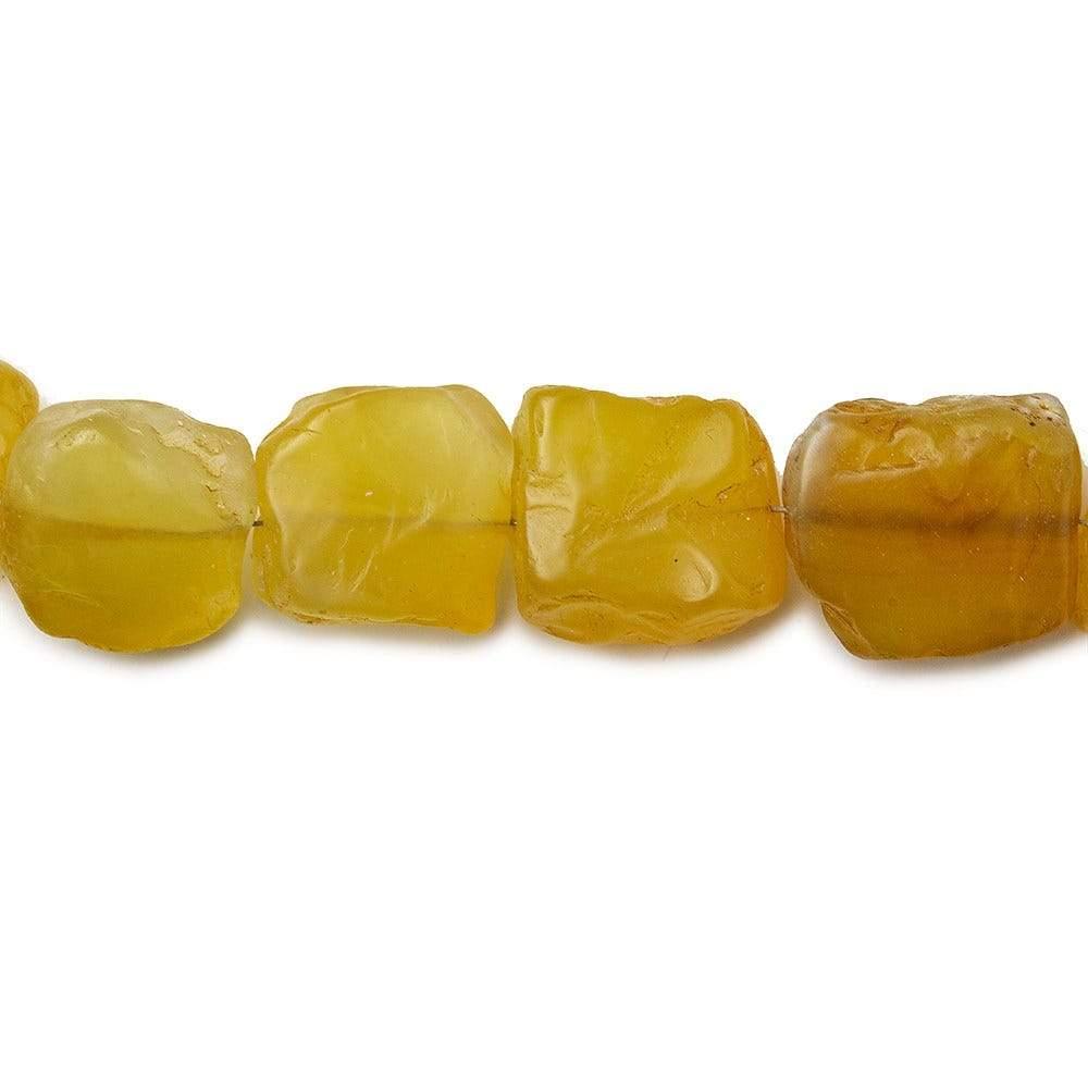 Tropical Yellow Agate Tumbled Hammer Faceted Square Beads - The Bead Traders