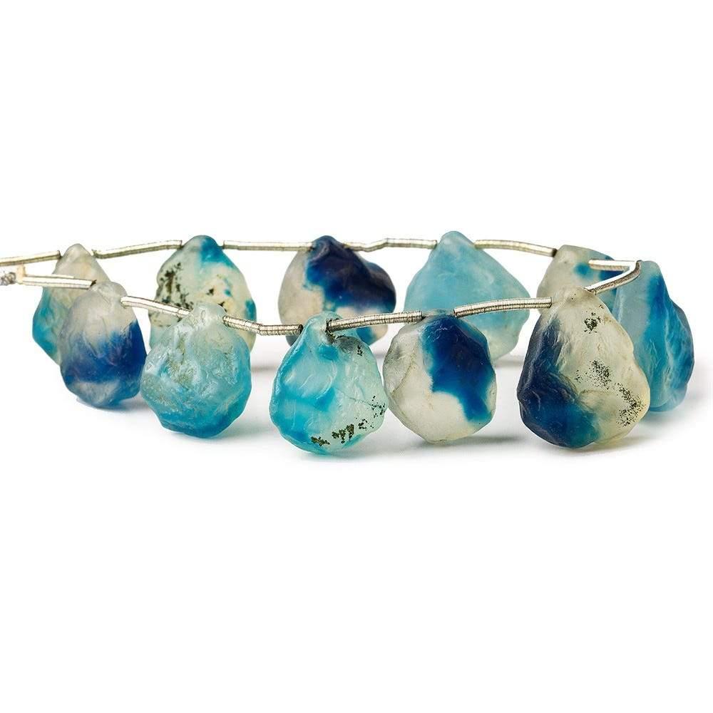 Two Tone Blue Agate Hammer Faceted Pear Beads - The Bead Traders