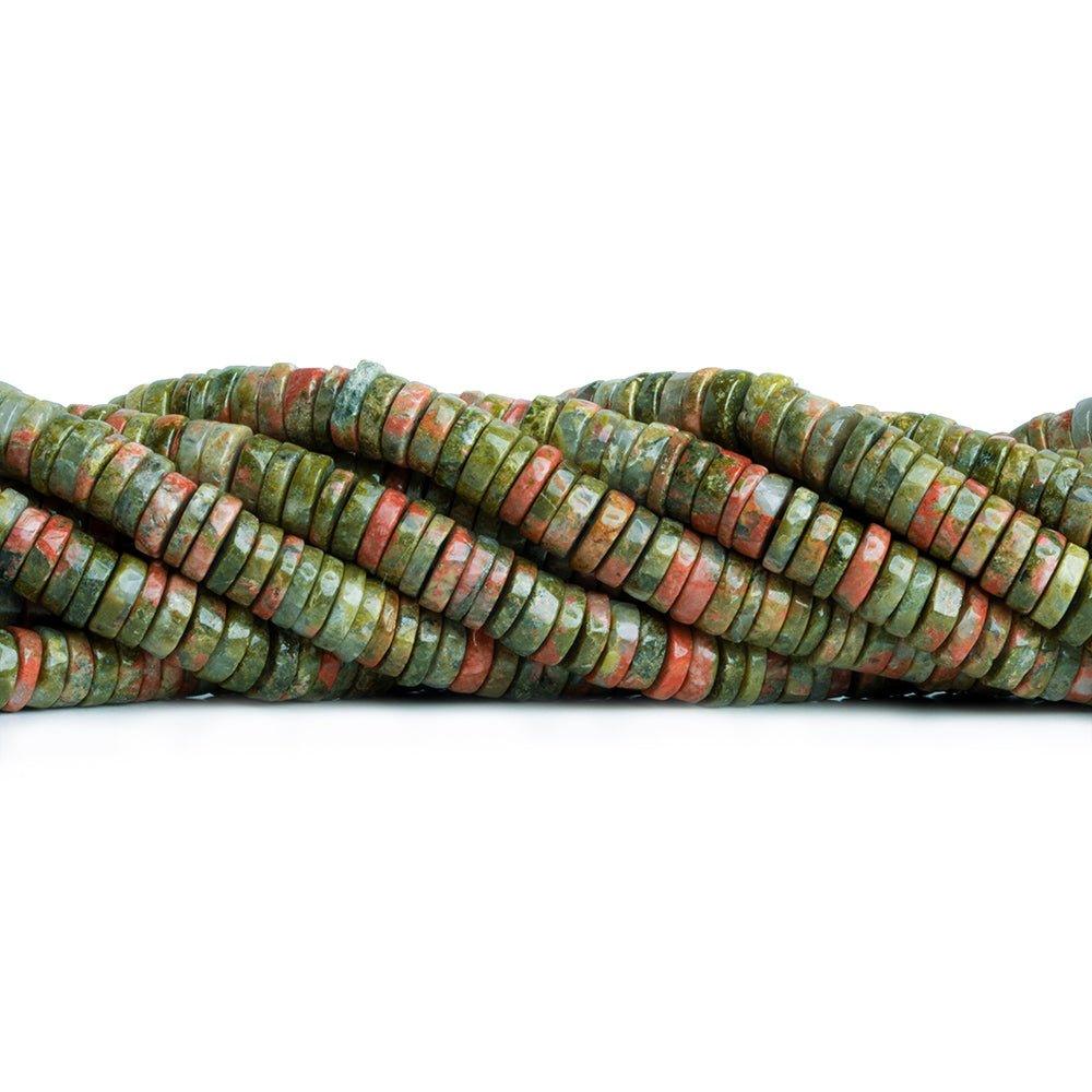 Unakite Jasper Plain Heishi Beads 16 inch 220 pieces - The Bead Traders
