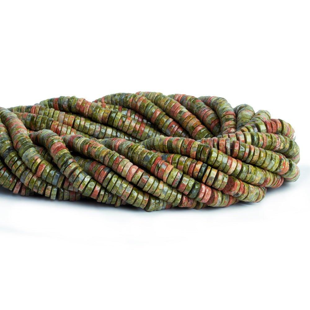 Unakite Jasper Plain Heishi Beads 16 inch 220 pieces - The Bead Traders