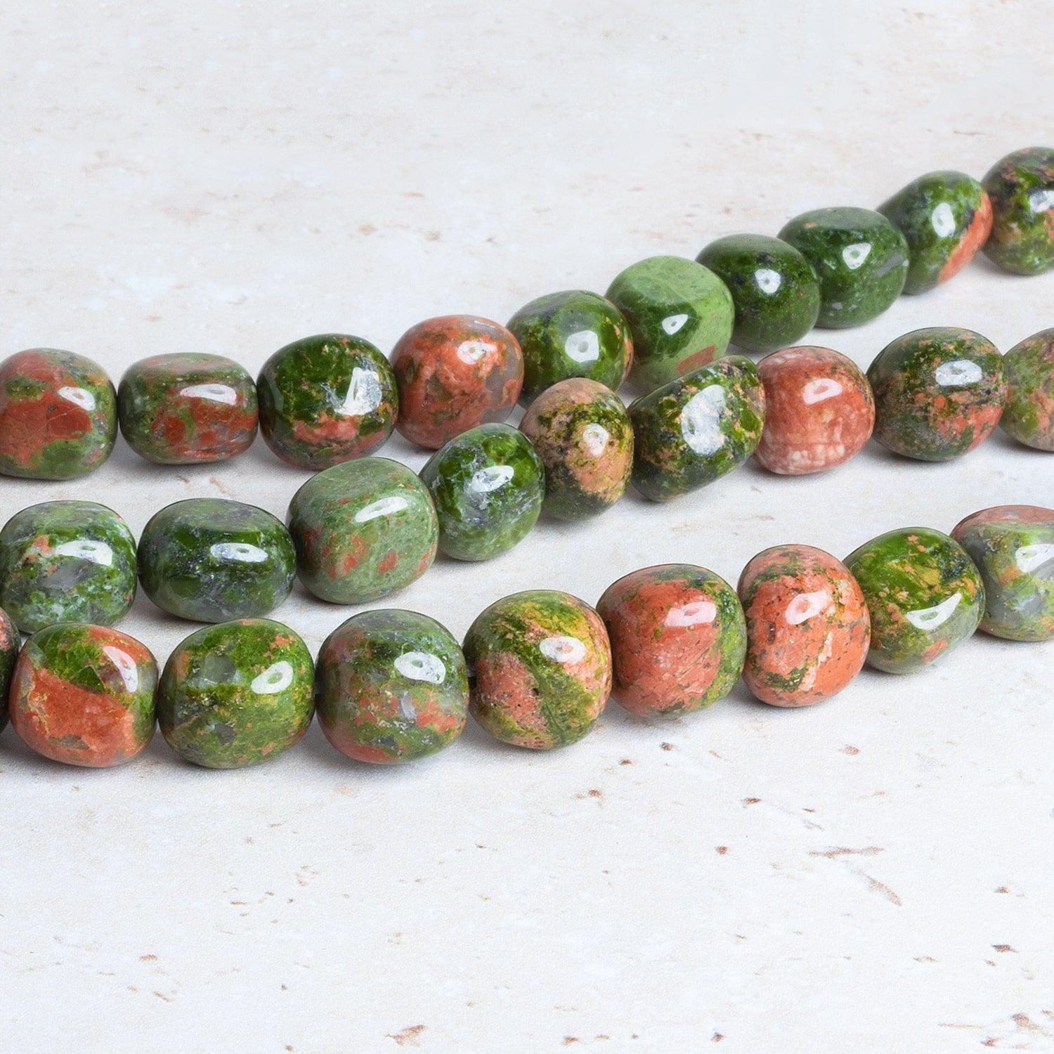 Unakite Plain Nugget Beads 16 inch 37 pieces - The Bead Traders