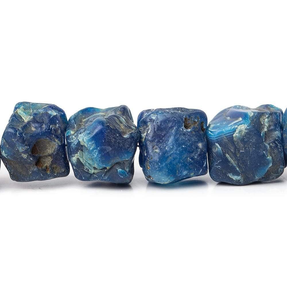 Van Gogh Blues Agate Tumbled Hammer Faceted Cube Beads 8 inch 17 pieces - The Bead Traders