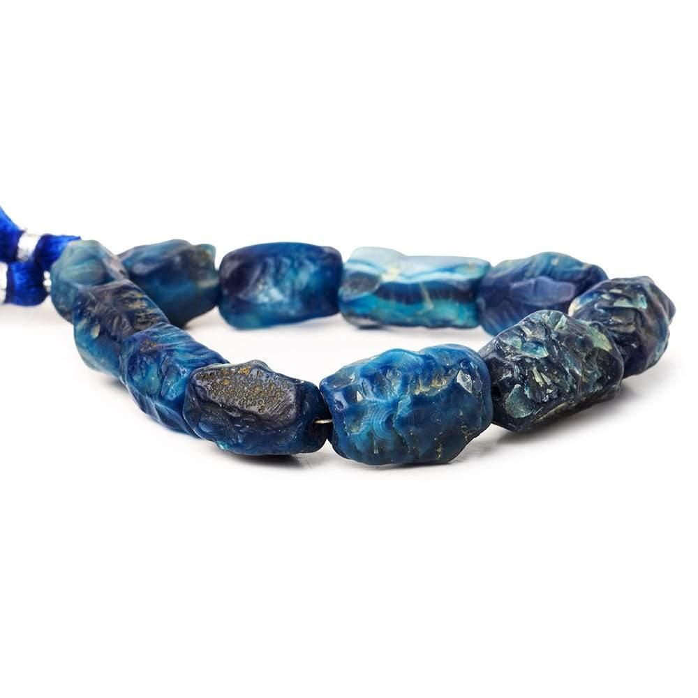 Van Gogh Blues Agate Tumbled Hammer Full Faceted Rectangles 8 inch 10 beads - The Bead Traders