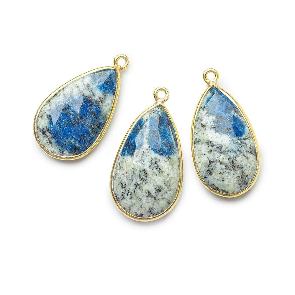 Vermeil Bezel K2 Granite & Azurite faceted Pear Pendant 1 piece - The Bead Traders