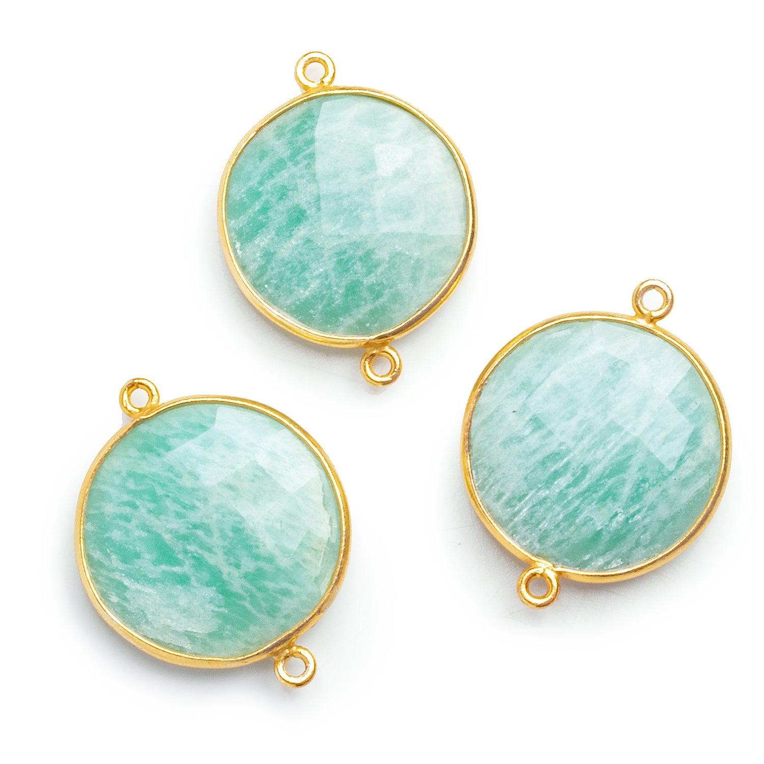 Vermeil Bezeled Amazonite Coin Connector 1 piece - The Bead Traders