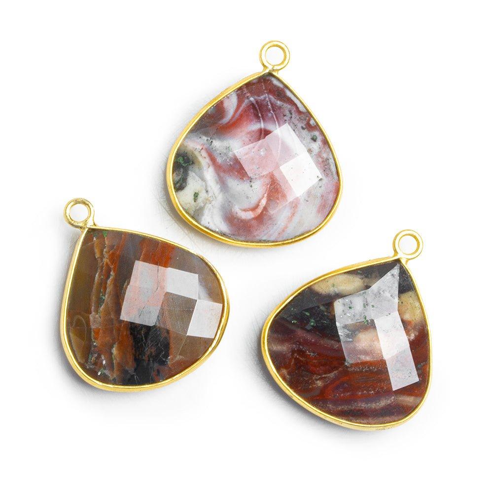 Vermeil Bezeled Jasper Faceted Heart Pendant 1 Piece - The Bead Traders