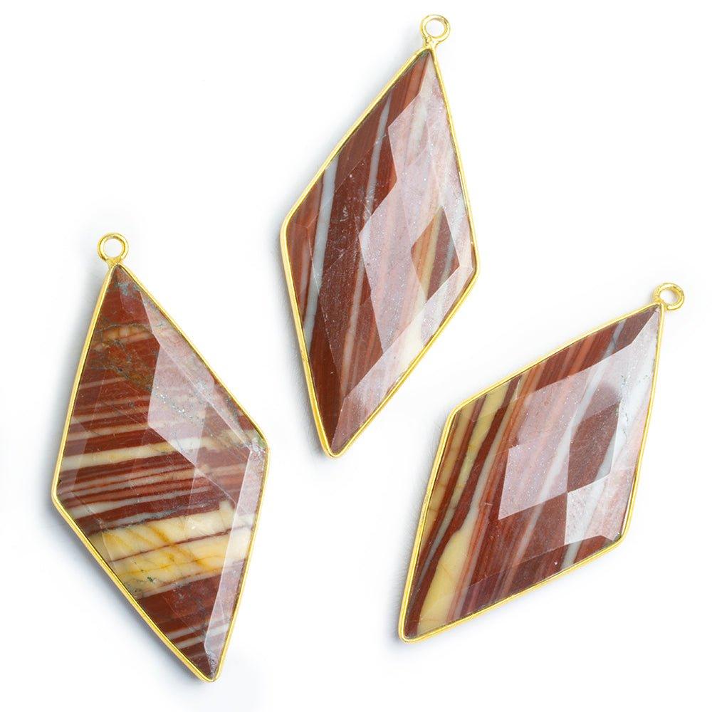 Vermeil Bezeled Jasper Faceted Kite Pendant 1 Piece - The Bead Traders
