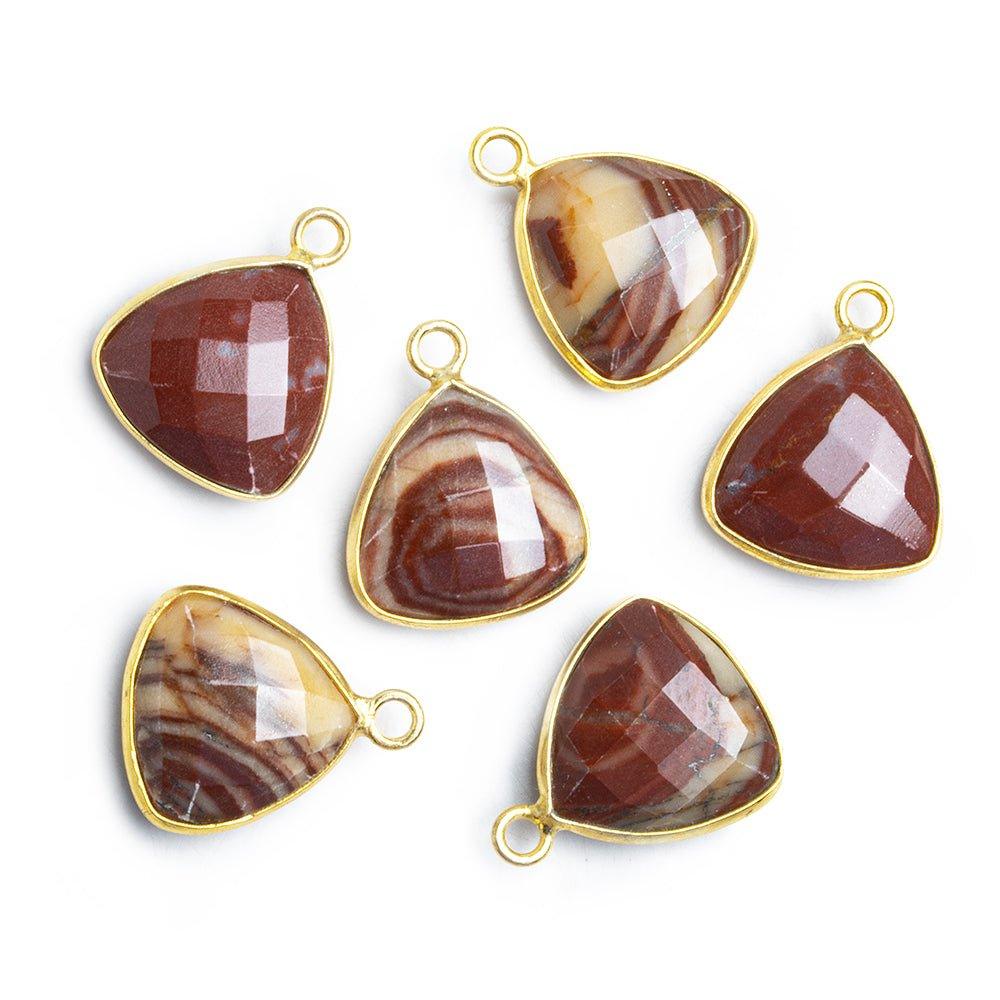 Vermeil Bezeled Jasper Faceted Triangle Pendant 1 Piece - The Bead Traders