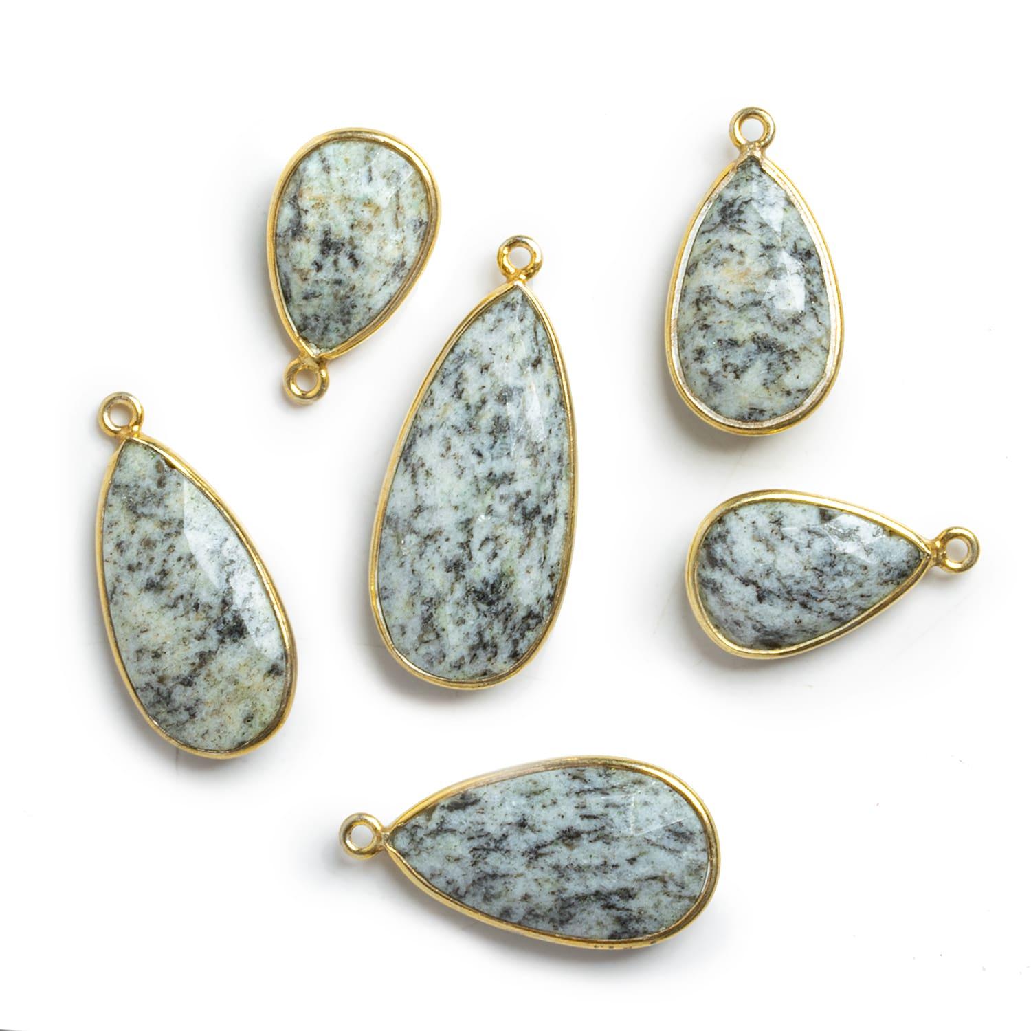 Vermeil Bezeled K2 Azurite Granite Pendant 1 Piece - The Bead Traders
