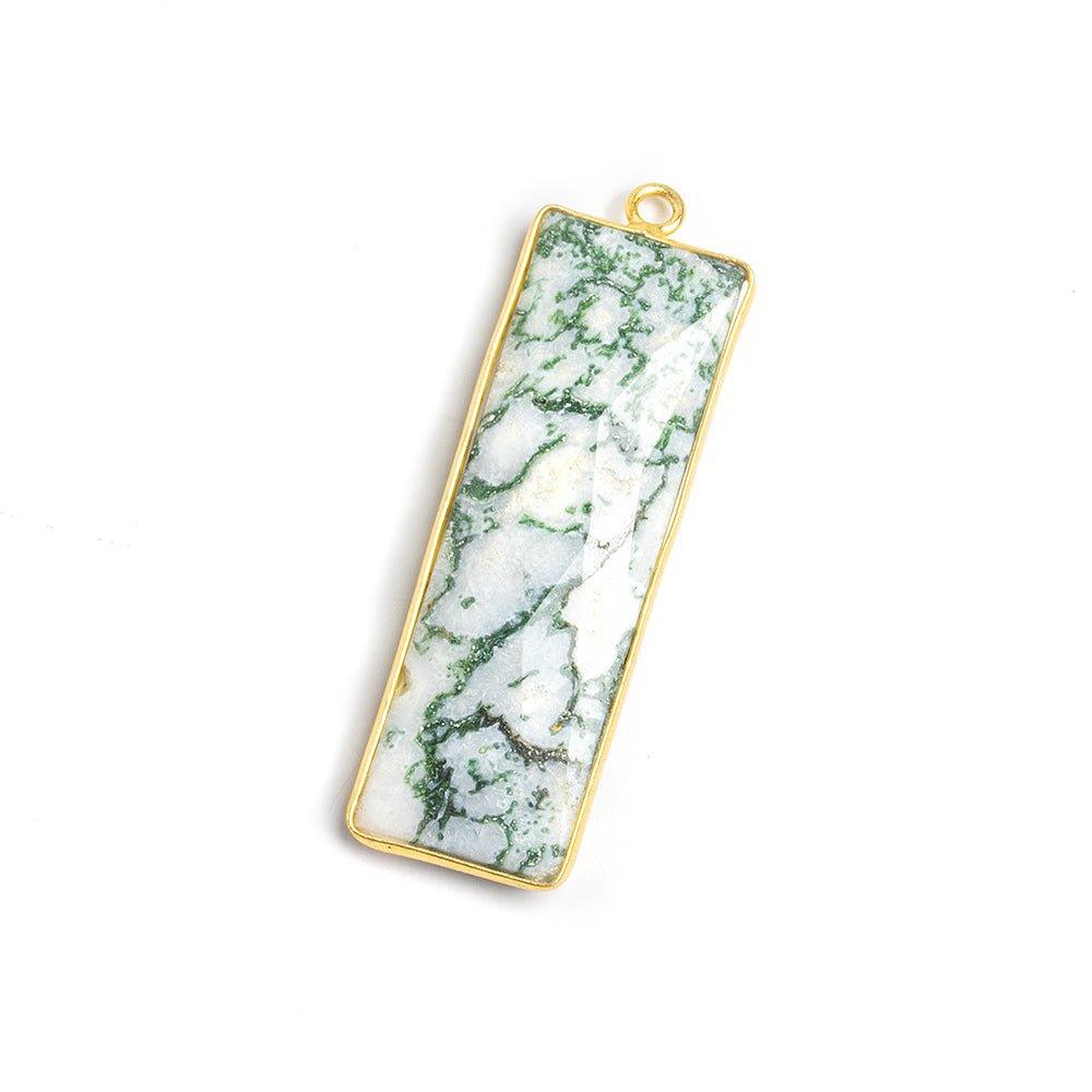 Vermeil Bezeled Moss Agate Bar Pendant 1 Piece - The Bead Traders