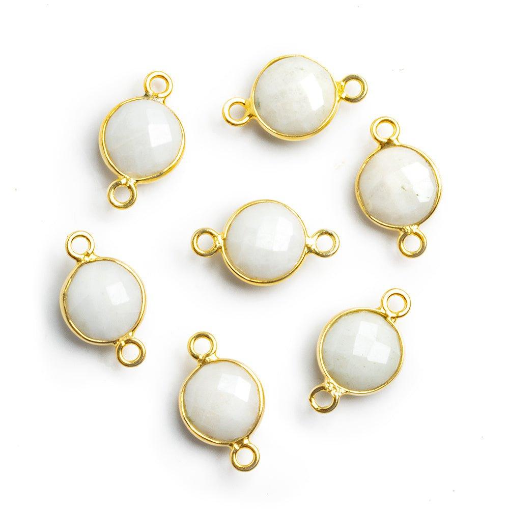 Vermeil Bezeled White Quartz Faceted Coin Connector 1 Piece - The Bead Traders