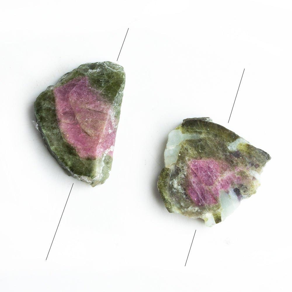 Watermelon Tourmaline Matched Gem Focals Set of 2 - The Bead Traders